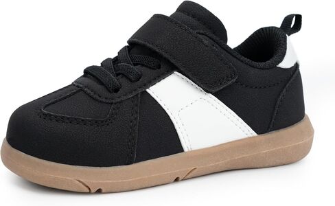 SKYWHEEL Toddler Boy Shoes Casual Sneakers with Water and Stain Resistant PU Upper Hook and Loop Easy On and Off Wide Toe Box Lightweight Non-Slip Sole for Daily Wear Running Walking School Travel in Kuwait