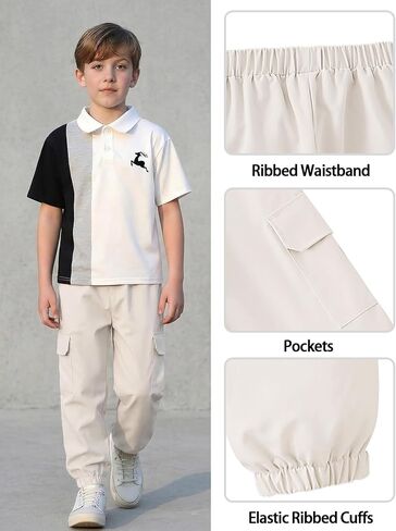 3-Pack Boys Quick Dry Cargo Pants, Lightweight Athletic Joggers Outdoor Hiking Sweatpants for Kids Size 8-12Y in Saudi Arabia
