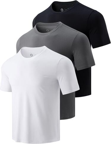 3 Pack Mens Bamboo Undershirts, Soft Breathable Stretch Crewneck T Shirts for Men, Dry Fit Plain Cool Tees in Saudi Arabia