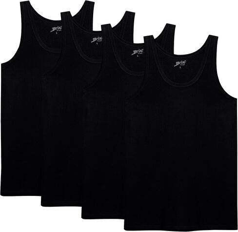 Brix Men's Tank Tops 4 - Pack Cotton Undershirts Soft Breathable Sleeveless Classic Fit in Saudi Arabia