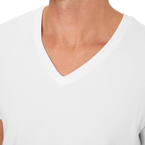مجموعة تي شيرت داخلي رجالي Hanes Ultimate، 4 قطع، قميص داخلي مريح للغاية برقبة على شكل حرف V قابل للتمدد، حزمة متعددة القيمة in Kuwait