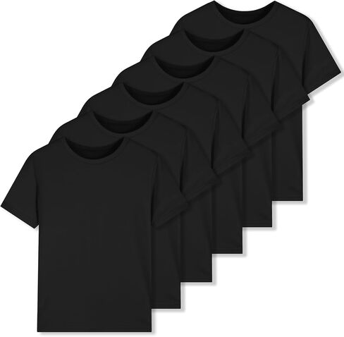 6 Pack Boys Shirts Quick Dry Boys T Shirts Kids Short Sleeve Active Tops Youth Athletic Moisture Wicking Tee Shirts 5-16Y in Kuwait