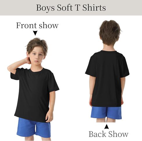 6 Pack Boys Shirts Quick Dry Boys T Shirts Kids Short Sleeve Active Tops Youth Athletic Moisture Wicking Tee Shirts 5-16Y in Kuwait