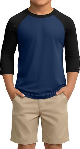 Boys 3/4 Sleeve T Shirts Kids Baseball Raglan Shirts Youth Crew Neck Basic Tees Breathable Jersey 2026 5-14Y in Saudi Arabia