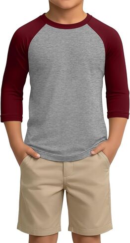 Boys 3/4 Sleeve T Shirts Kids Baseball Raglan Shirts Youth Crew Neck Basic Tees Breathable Jersey 2026 5-14Y in Saudi Arabia