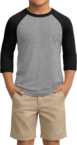 Boys 3/4 Sleeve T Shirts Kids Baseball Raglan Shirts Youth Crew Neck Basic Tees Breathable Jersey 2026 5-14Y in Saudi Arabia