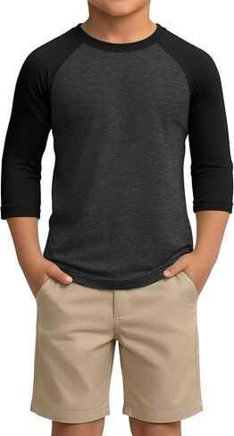 Boys 3/4 Sleeve T Shirts Kids Baseball Raglan Shirts Youth Crew Neck Basic Tees Breathable Jersey 2026 5-14Y in Saudi Arabia