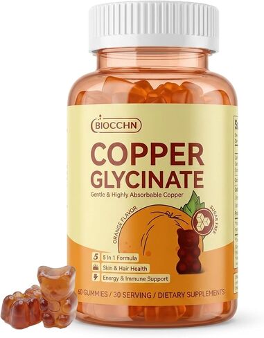 Copper Glycinate Gummies, Skin & Hair Health, 2mg Chelated Copper Supplements for Women with Vitamin C, B6, B12 & Folate, Red Blood Cell, Energy & Immune Support, Sugar-Free, Vegan, 60 Gummies in Saudi Arabia