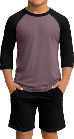 Boys 3/4 Sleeve T Shirts Kids Baseball Raglan Shirts Youth Crew Neck Basic Tees Breathable Jersey 2026 5-14Y in Saudi Arabia