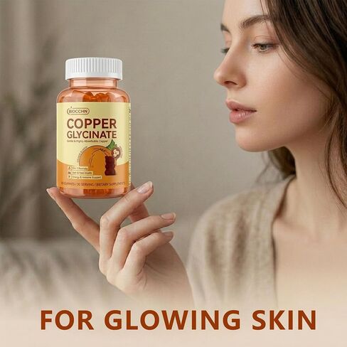 Copper Glycinate Gummies, Skin & Hair Health, 2mg Chelated Copper Supplements for Women with Vitamin C, B6, B12 & Folate, Red Blood Cell, Energy & Immune Support, Sugar-Free, Vegan, 60 Gummies in Saudi Arabia