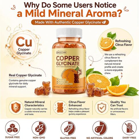 Copper Glycinate Gummies, Skin & Hair Health, 2mg Chelated Copper Supplements for Women with Vitamin C, B6, B12 & Folate, Red Blood Cell, Energy & Immune Support, Sugar-Free, Vegan, 60 Gummies in Saudi Arabia