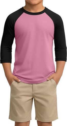Boys 3/4 Sleeve T Shirts Kids Baseball Raglan Shirts Youth Crew Neck Basic Tees Breathable Jersey 2026 5-14Y in Saudi Arabia