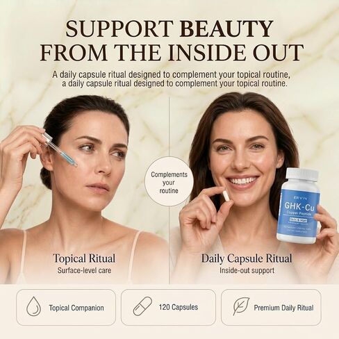 Erivyn GHK-Cu Peptide Supplement, Copper Peptides for Hair & Skin Support, 120 mcg GHK-Cu per Capsule, 120 Vegan Capsules in Saudi Arabia