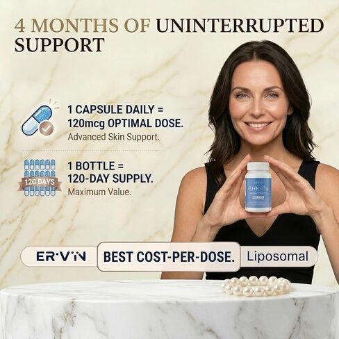 Erivyn GHK-Cu Peptide Supplement, Copper Peptides for Hair & Skin Support, 120 mcg GHK-Cu per Capsule, 120 Vegan Capsules in Saudi Arabia
