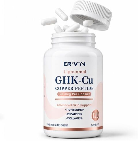 Erivyn Liposomal GHK-Cu Copper Peptide Supplement for Daily Skincare Routines, 120 mcg per Capsule, 120 Vegan Capsules, Beauty-from-Within Support for Skin Elasticity & Firmness in Saudi Arabia