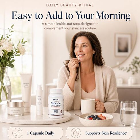 Erivyn Liposomal GHK-Cu Copper Peptide Supplement for Daily Skincare Routines, 120 mcg per Capsule, 120 Vegan Capsules, Beauty-from-Within Support for Skin Elasticity & Firmness in Saudi Arabia