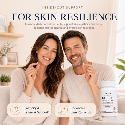 Erivyn Liposomal GHK-Cu Copper Peptide Supplement for Daily Skincare Routines, 120 mcg per Capsule, 120 Vegan Capsules, Beauty-from-Within Support for Skin Elasticity & Firmness in Saudi Arabia