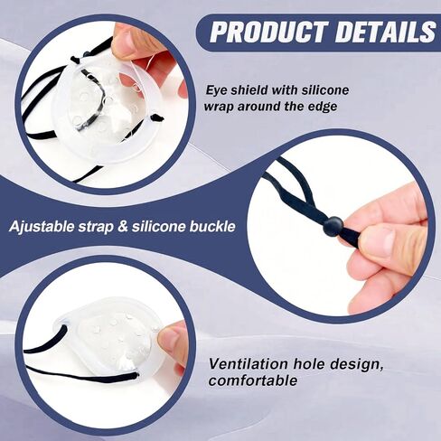 AMZVIO Clear Eye Shield After Surgery 2 Pack Medical Eye Patch Hard Plastic Eye Cover with Adjustable Strap & Soft Silicone Edge,Comfortable Eye Protection for Sleeping in Saudi Arabia