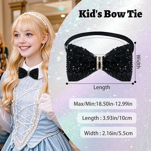 Bow Ties for Boys Girls, Pre-tied Adjustable Kids Bow Tie with Crystal Boys Bowties for School Graduation Party in Kuwait