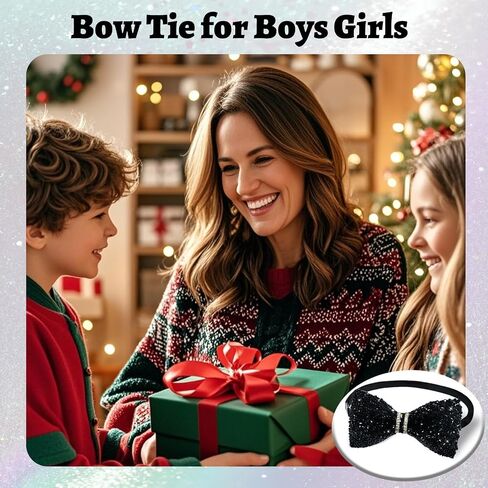 Bow Ties for Boys Girls, Pre-tied Adjustable Kids Bow Tie with Crystal Boys Bowties for School Graduation Party in Kuwait