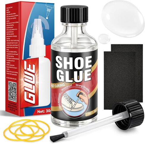 Shoe Glue 30g, Waterproof Clear Shoe Sole Repair Adhesive, Heavy Duty Shoes Glue Fixes Cracks and Debond, Clear-Drying Leather Repair Glue Kit for, Boots, Leather, Sneakers, Rubber, Canvas in Saudi Arabia