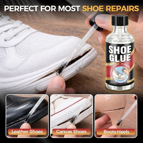 Shoe Glue 30g, Waterproof Clear Shoe Sole Repair Adhesive, Heavy Duty Shoes Glue Fixes Cracks and Debond, Clear-Drying Leather Repair Glue Kit for, Boots, Leather, Sneakers, Rubber, Canvas in Saudi Arabia