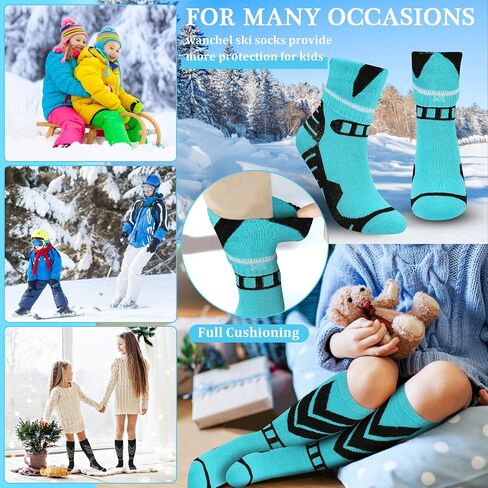 Warm Kids Ski Socks - 2 Pairs Merino Wool and Cotton Fix Material Skiing Socks, Knee High Winter Warm Snowboard Thermal Socks For Boys Girls Toddlers in Saudi Arabia