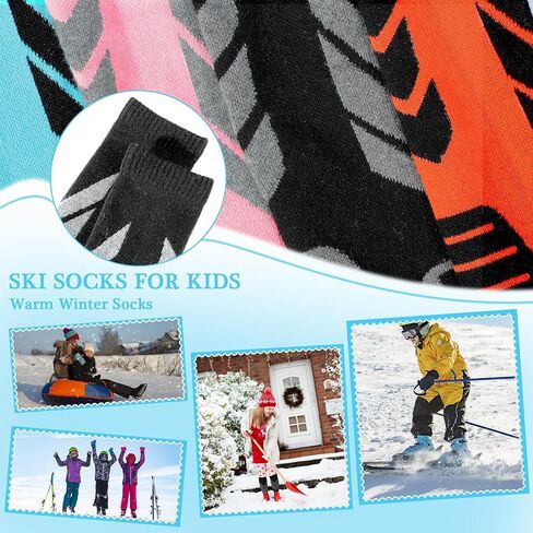Warm Kids Ski Socks - 2 Pairs Merino Wool and Cotton Fix Material Skiing Socks, Knee High Winter Warm Snowboard Thermal Socks For Boys Girls Toddlers in Saudi Arabia