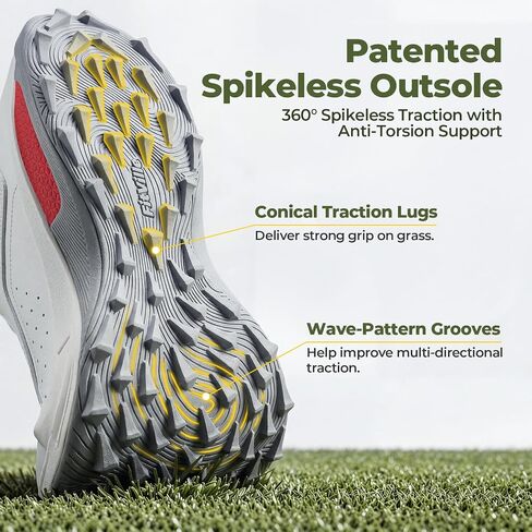 FitVille Wide & Extra Wide Spikeless Golf Shoes for Men, Professional Outdoor Water Resistant Golf Shoes Men for Course | Pro-GreenEase V5 in Kuwait