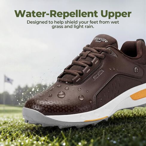 FitVille Wide & Extra Wide Spikeless Golf Shoes for Men, Professional Outdoor Water Resistant Golf Shoes Men for Course | Pro-GreenEase V5 in Kuwait