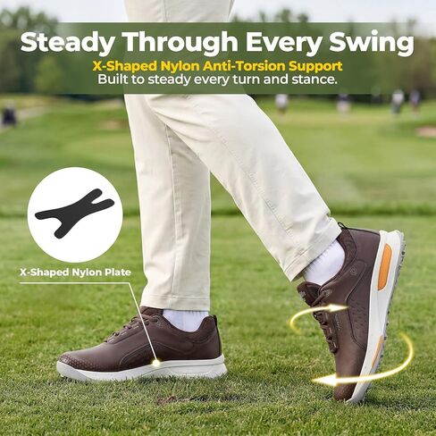 FitVille Wide & Extra Wide Spikeless Golf Shoes for Men, Professional Outdoor Water Resistant Golf Shoes Men for Course | Pro-GreenEase V5 in Kuwait