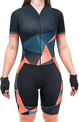 CYTSH Women's Triathlon Race Suit Cycling Suit- Skinsuit Trisuit Short Sleeve One-Piece Vest And Short Combo With 9D GEL Pad in Saudi Arabia