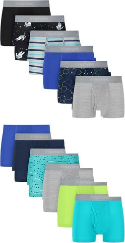 Hanes Boys' Underwear Boxer Briefs Pack, 12-pack, Cotton-stretch Boxer Briefs for Toddler Boys, Soft 4-way Stretch in Kuwait