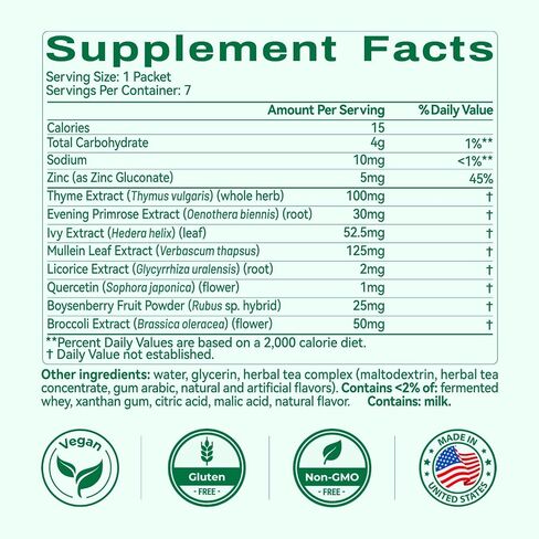 OxyEnergy Mullein Leaf Extract for Lungs, 9-in-1 Lung Detox for Smokers with Thyme, Ivy, Licorice & Quercetin, Mucus Relief, Respiratory & Immune Support, Alcohol Free, Non-GMO, 21 Sticks Mint Berry in Saudi Arabia