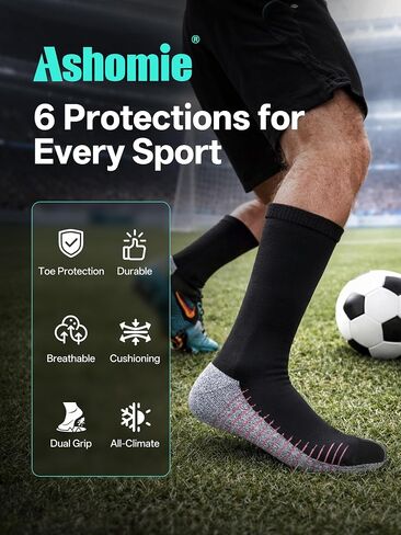 Toe Protection Dual Anti Slip Crew Socks, Anti Blister Cushioned Athletic Socks, Breathable Moisture Wicking for Soccer Running Basketball Hiking Cycling for Men Women in Saudi Arabia
