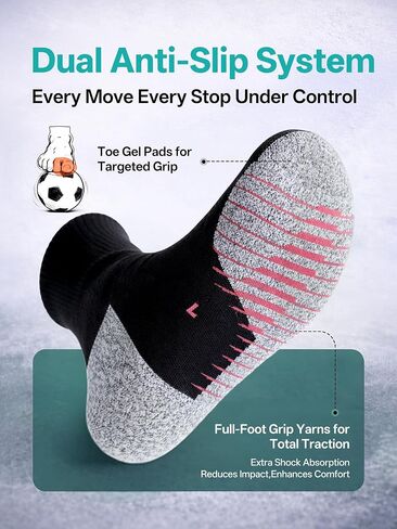 Toe Protection Dual Anti Slip Crew Socks, Anti Blister Cushioned Athletic Socks, Breathable Moisture Wicking for Soccer Running Basketball Hiking Cycling for Men Women in Saudi Arabia
