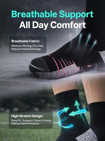 Toe Protection Dual Anti Slip Crew Socks, Anti Blister Cushioned Athletic Socks, Breathable Moisture Wicking for Soccer Running Basketball Hiking Cycling for Men Women in Saudi Arabia
