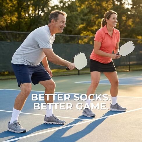 جوارب تنس من BRIGHTO Pickleball للرجال والنساء (عبوة من 3 قطع) - طاقم مبطن من القطن الرياضي الممتص للرطوبة in Kuwait
