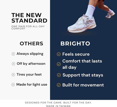 جوارب تنس من BRIGHTO Pickleball للرجال والنساء (عبوة من 3 قطع) - طاقم مبطن من القطن الرياضي الممتص للرطوبة in Kuwait