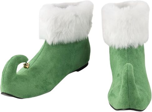 Christmas Elf Shoes Green Red Monster Christmas Shoes with Bells Adult Halloween Costume Cosplay in Kuwait