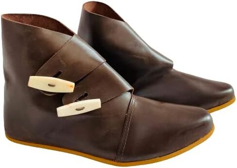 AnNafi® Viking Shoes | Roman Boot Double Toggle Boots | Medieval Viking SCA LARP Renaissance Fairs &Cosplay Footware BROWN (SIZE 14) in Kuwait