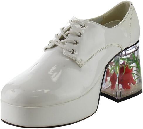 Pleaser PIMP-02, Wht Pat Men' Platform W/Floating Fish, 3 1/2" - Wht Pat in Saudi Arabia