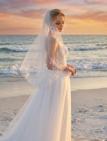 حجاب زفاف Avidlllove للعرائس وحفلات العزوبية، طرحة زفاف مطرزة رائعة مع مشط in Kuwait