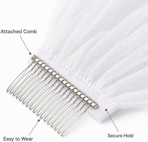 118 Inch Cathedral Wedding Veil with Comb, 1 Tier Soft Tulle Long Bridal Veil for Bride Ceremony Photos, Lightweight White Wedding Veil, 55" W x 118" L in Saudi Arabia