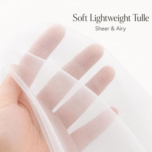 118 Inch Cathedral Wedding Veil with Comb, 1 Tier Soft Tulle Long Bridal Veil for Bride Ceremony Photos, Lightweight White Wedding Veil, 55" W x 118" L in Saudi Arabia