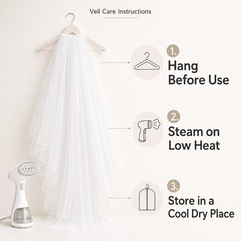 118 Inch Cathedral Wedding Veil with Comb, 1 Tier Soft Tulle Long Bridal Veil for Bride Ceremony Photos, Lightweight White Wedding Veil, 55" W x 118" L in Saudi Arabia