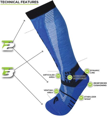 Lorpen T3 Kid's Ski Light Eco Sock, Great for Winter Sports, Eco-Friendly & Sustainable, Tall and Cushioned, Blue, Size Medium in Kuwait