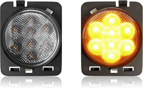 2PCS LED Amber Yellow Front Fender Side Marker Turn Signal Lights for 2007-2018 Jeep Wrangler JK JKU Smoked Lens Running Parking Lights Front Fender Side Marker Light Assembly (Amber) in Saudi Arabia
