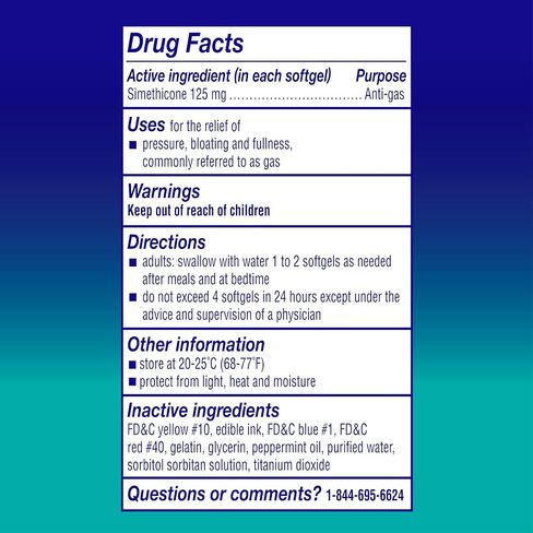Mylanta Fast Gas Relief for Adults - Easy to Swallow Gas Relief Softgels, Simethicone 125 mg, Relief from Painful Gas & Bloating (30 Count) in Kuwait