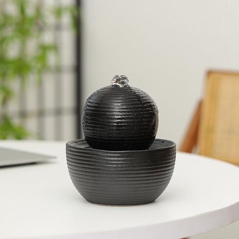 Ceramic Tabletop Desktop mini Fountain Water Feature Water Fall Indoor and Outdoor and Home Decoration (White A174) in Saudi Arabia